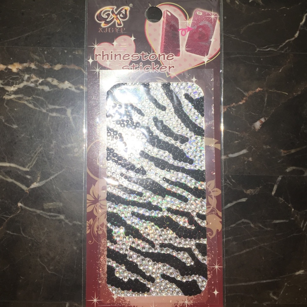 Zebra Print iPhone 5 Rhinestone Sticker Case 📲 - Picture 2 of 5